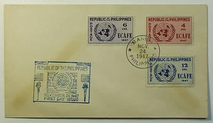 1947 FDC Republic Philippines Economic Commission for Asia & the Far East Stamps - Picture 1 of 2