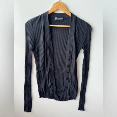 Cárdigan Suéter Dolce & Gabbana Lana Virgen Negro Acanalado Tejido Talla: EE. UU. 6 Foto 1 de 4