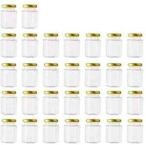 4 Oz Clear Hexagon Jars,Small Glass Jars with Lids(Golden),Mason Jars for Herb - Picture 1 of 8
