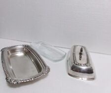 Vintage CROSBY SILVERPLATE BUTTER DISH with Glass Stick Butter Insert