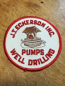 Vtg JT Eckerson Pumps Drilling Embroidered Sew On Patch Water Well New York - Picture 1 of 3