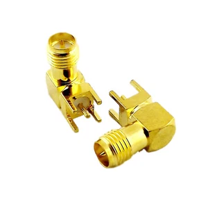100x PCB Mount RP-SMA Female Right Angle Coaxial Coax Gold RF Connector Adapter - Picture 1 of 7
