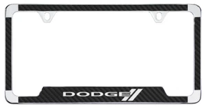 Dodge wordmark Black Carbon Fiber inlay Zinc Metal License Frame Holder 2 Hole - Picture 1 of 1
