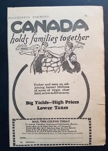 Vintage Print Ad Move to Canada Holds Families Together Farming Farm 1928 - Picture 1 of 3