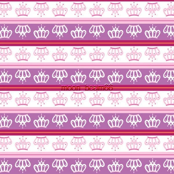 Little Princess Cotton Fabric By The Yard - Crown Stripes Pink or Lavender BTY - Image 1 of 1