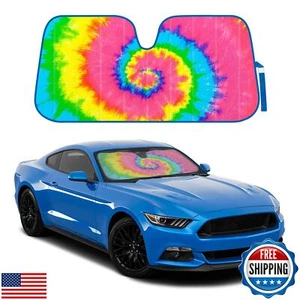BDK Colorful Rainbow Tie Dye Windshield Sunshade for Cars - Multi-Colored Dou - Picture 1 of 5
