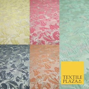 5 COLORES - Tela de Vestido Jacquard Brocado Floral Plateado Metálico Adornado 59" de Ancho - Imagen 1 de 20