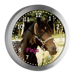 Kinderuhr mit Namen Kinder Funkuhr leise Wanduhr Kinderzimmer Uhr Pferd Original - Bild 1 von 6
