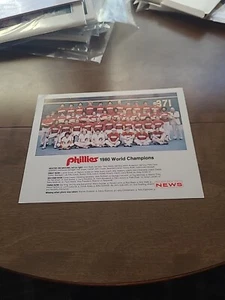 Nice Philadelphia Daily News Phillies 1980 World Champions 8.5x11" Team Poster - Picture 1 of 2
