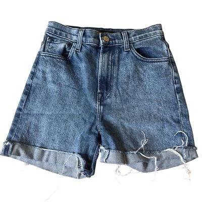J Brand Jules Denim Cutoff Shorts Sympathy Destruct Raw Hem Blue Size 24 - Image 1 of 4