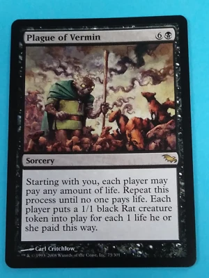 Magic the Gathering Shadowmoor - 1x PLAGUE of VERMIN - MTG Black Rare Sorcery NM - Image 1 of 2
