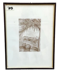 QUADRO A CHINA PONTE SU UN FIUME FIRMATO RITMASTER 68 VINTAGE - Bild 1 von 4