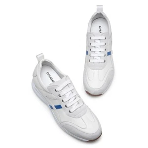 Size 11.5 CMR 6cm/2.4” Men’s Elevator Shoes Height Increasing White/Blue Sneaker - Picture 1 of 3