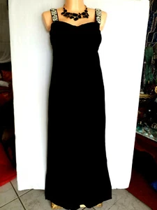 ZARA Overall S 36 Schwarz Stretch Fließ Perlen Bestickt Fest Abend Jumpsuit k489 - Bild 1 von 12