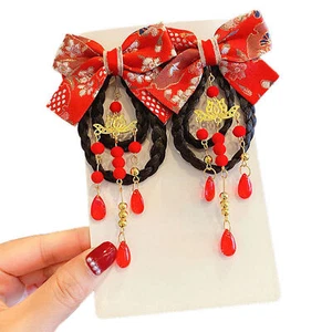 1 Pair New Year Hair Clips Lotus Hair Decoration Bow-knot Plush Hair Clips Cute - Picture 1 of 10