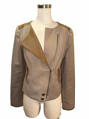 Classiques Entier size Medium Women’s Tan Suede Trim Leather Jacket Blazer - Image 1 of 4