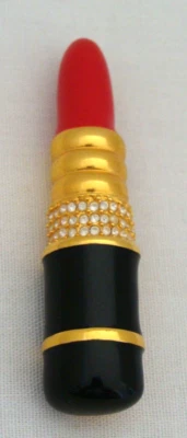 KJL Kenneth Jay Lane Gold-Tone Enamel And Rhinestone Lipstick Shaped Pin Brooch - Image 1 of 4