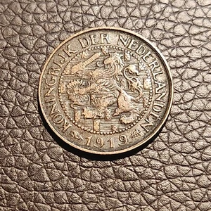 1919 Bronze Niederlande 1 One Cent Münze ss sehr schön Löwe KM# 152 - Bild 1 von 2