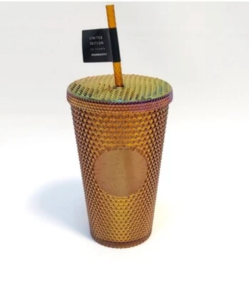 Starbucks 2021 Edición Limitada 50 Aniversario Oro Tachonado 16 OZ Vaso Foto 1 de 4