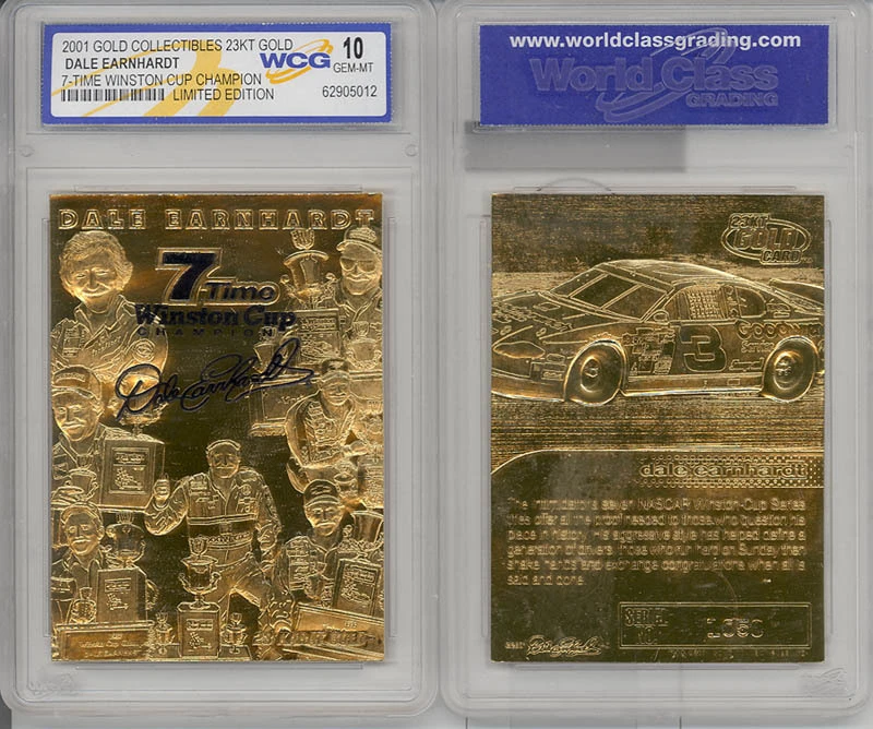 ¡Tarjeta de oro de 23kt de 10 gema graduada autografiada de Dale Earnhardt 2001 como nueva! Foto 1 de 1
