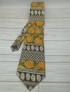 Asiana Airlines Men's Silk Necktie Paisley & Check Print - Picture 1 of 7