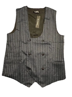 Lars Amadeus Men’s Vest Small Polyester Blue White Pin Stripe - Image 1 of 4