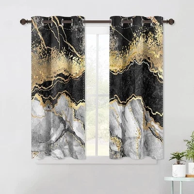 Cortinas Blackout Negro Gris Dorado Mármol Ventana Cortinas Fluido Lámina Dorada Gótica... Foto 1 de 4