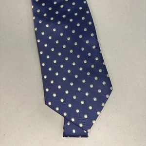 Taso Elba Men’s Silk Tie Blue With White Dots - Picture 1 of 3