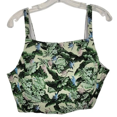 Top corto Topshop brocado hoja verde floral cremallera trasera verano mujeres 12 Foto 1 de 4