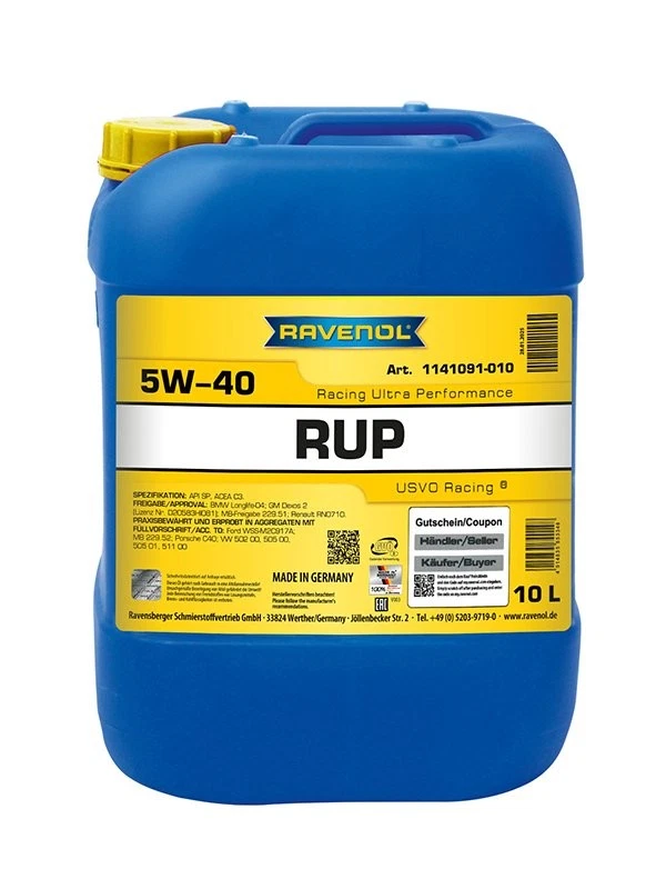 RAVENOL RUP Racing Ultra Performance SAE 5W-40 10 L - Immagine 1 di 1