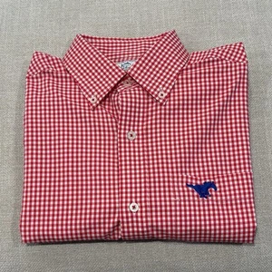Southern Tide Intercoastal Button Down LS Gingham Shirt Men's S Mustang SMU - Picture 1 of 9