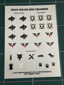 Warhammer 40k Space Wolf Bike Squadron Decals Transfers Full Sheet 1996 - Picture 1 of 1