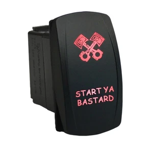Wippschalter 12V 679RM START YA BASTARD lasergeätzt Dual LED rot momentan - Bild 1 von 1