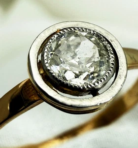 Vintage 18k Solid Rose Gold Solitaire 0.25 ct. Diamond Ring - Fast Shipping - Picture 1 of 17