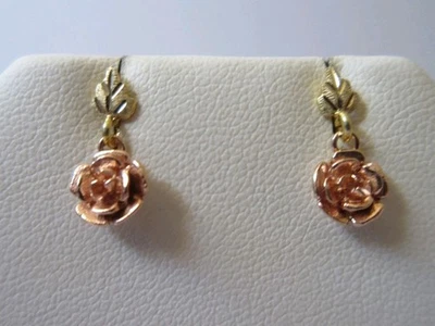 **Black Hills Gold 12K/14K ROSE DANGLING EARRINGS** - Image 1 of 4