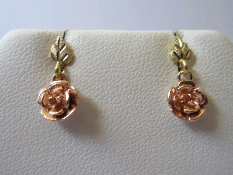 **Black Hills Gold 12K/14K ROSE DANGLING EARRINGS** - Image 1 of 4