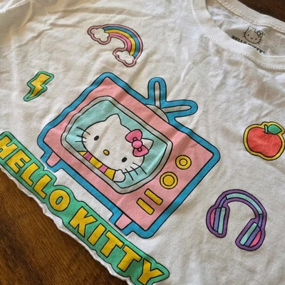Camiseta Hello Kitty Crop Top Gráfico Sanrio Blanca Manga Corta XL Foto 1 de 4