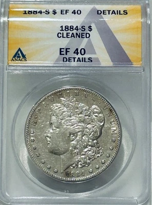 1884 S Morgan Silver Dollar ANACS XF Details Tougher Date Morgan - Image 1 of 4