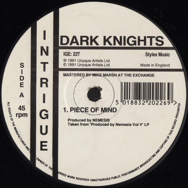 RARE MAXI 12" Dark Knights Piece Of Mind  Intrigue UK 22T DEEP HOUSE breakbeat - Photo 1/2