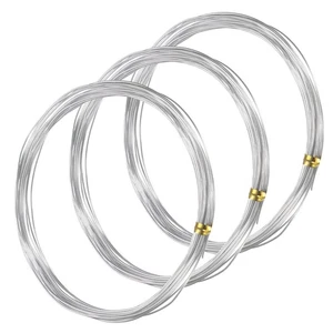 Alambre de entrenamiento para bonsái de 3 rollos, cables de aluminio totales de 0,8 mm 49,2 pies 5 m cada uno, plateado - Imagen 1 de 7