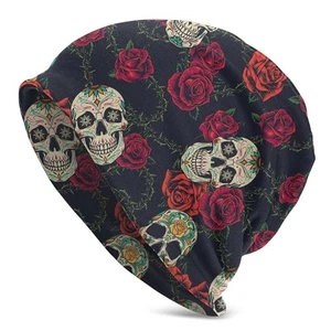 Skull Flower Beanie Slouchy Chemo Hats, Skull Caps Baggy Headwear for Jogging... - Picture 1 of 8
