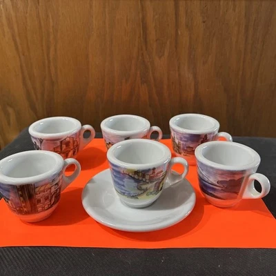 6 tazas de café espresso Italian City Landmarks, 1 platillo. Punto Nova Foto 1 de 4