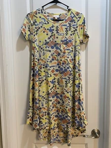 LuLaRoe Carly Dress XXSmall Beige Yellow Multicolor Print - Picture 1 of 4