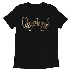 "Pussywhipped" Short Sleeve Cat Lover T-shirt, Text Logo, Tiger Print - Picture 1 of 13