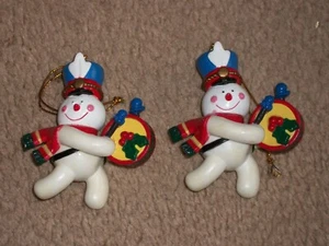 Vintage Set of 2 Snowman w/Drum Ornaments, Trim A Home - Picture 1 of 2