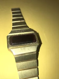 Vintage Benrus Gold-Tone LED Digital Watch Stainless Steel Band 1970s For Repair - Picture 1 of 5