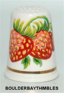 TCC THIMBLE - VALE FINE CHINA 'Strawberries' WALES - Picture 1 of 4