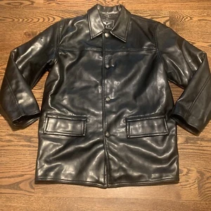 Reportage REA Mens Black Faux Leather Jacket, Size Large - Picture 1 of 13