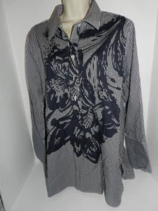 Damen Chicos Größe 3 16/18 bügelfrei marineblau-weiß gestreift Langarm - Bild 1 von 4