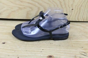 Salvatore Ferragamao Sandals Womens 9B Patent Leather Bow Thong Flat Shoes - Picture 1 of 8